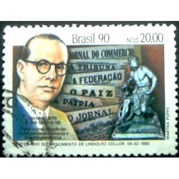 Selo postal do Brasil de 1990  Lindolfo Collor U