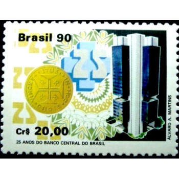 Selo postal do Brasil de 1990 Banco Central M