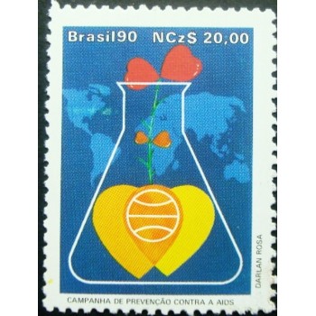 Selo postal do Brasil de 1990 - Prevenção AIDS M