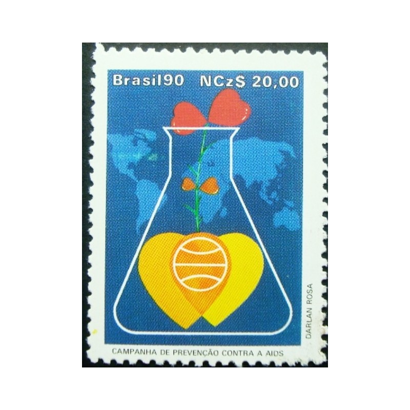 Selo postal do Brasil de 1990 - Prevenção AIDS M