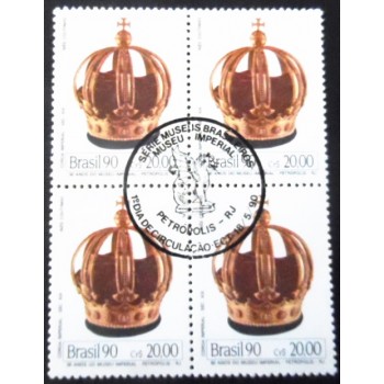 Quadra de selos postais do Brasil de 1990 Coroa Imperial MCC