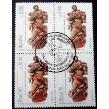 Quadra de selos do Brasil de 1990 Nossa S. Imaculada MCC