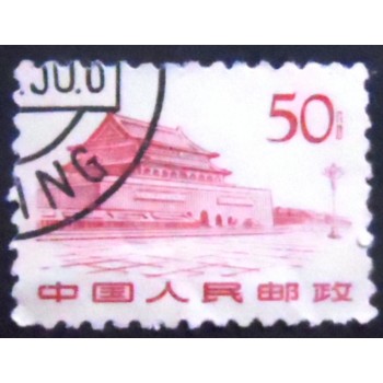 Imagem do selo postal da China de 1961 Gate of Heavenly Peace