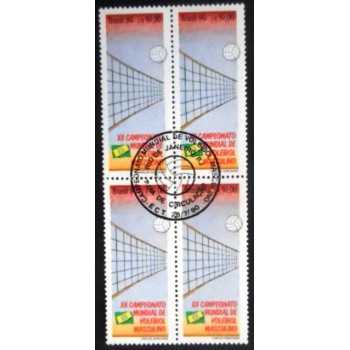 Quadra de selos postais do Brasil de 1990 Mundial de Voleibol M1C