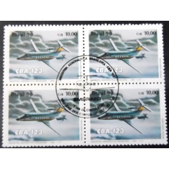 Quadra de selos postais do Brasil de 1990 Turboélice CBA 123 MCC