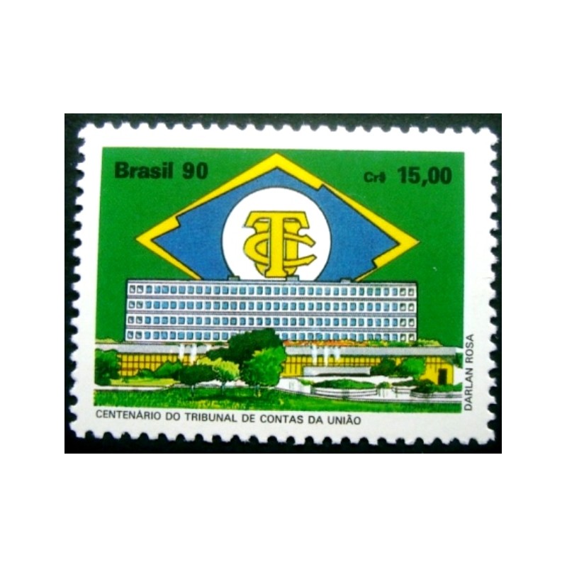 Selo postal do Brasil de 1990 TCU  M