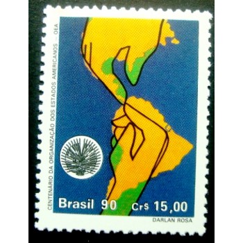 Selo postal do Brasil de 1990 OEA M