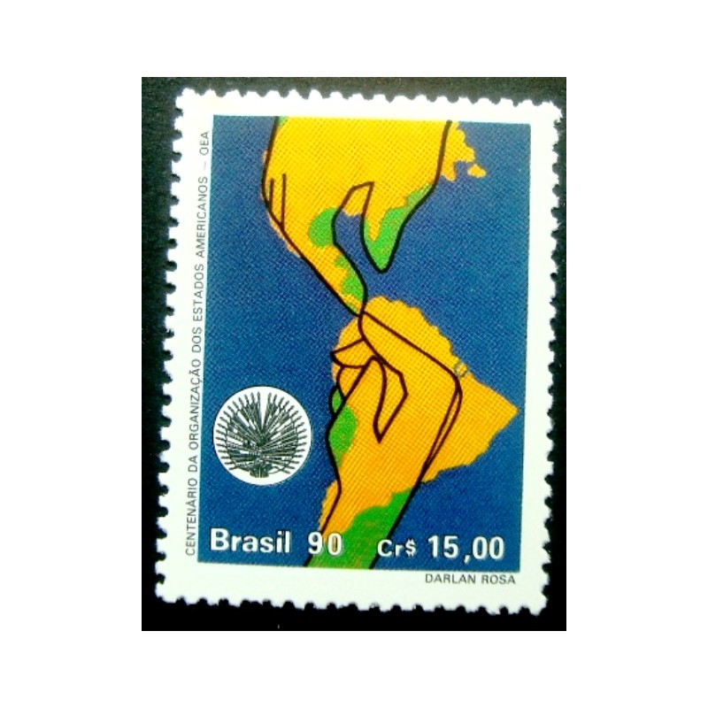 Selo postal do Brasil de 1990 OEA M