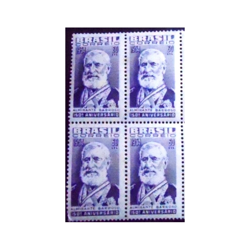 Imagem da Quadra de selos do Brasil de 1954 Almirante Barroso M