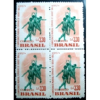 Quadra de selos postais do Brasil de 1957 Mundial de Basquete M