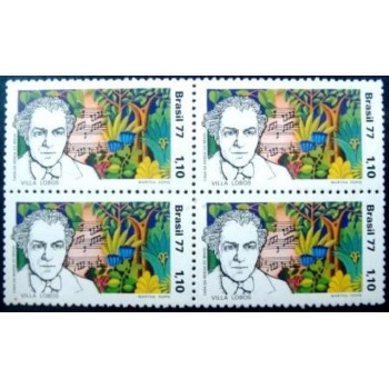 Quadra de selos do Brasil de 1977 Villa Lobos M