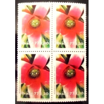 Quadra de selos postais do Brasil de 1977 Neoregelia Carolinae M