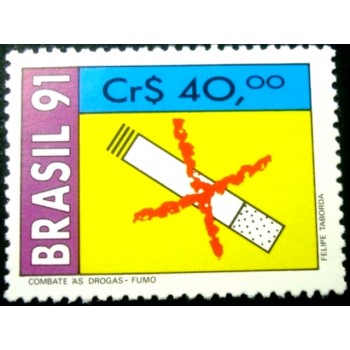 Selo postal do Brasil de 1991 Fumo M