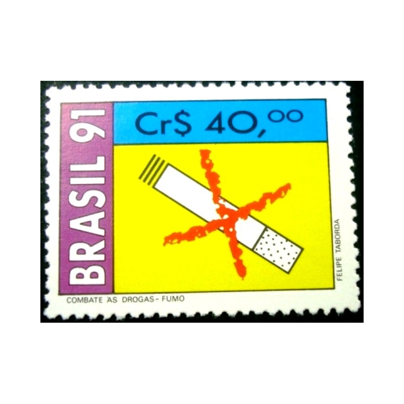 Selo postal do Brasil de 1991 Fumo M