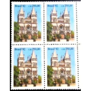 Quadra de selos postais Brasil de 1992 Catedral Presbiteriana M