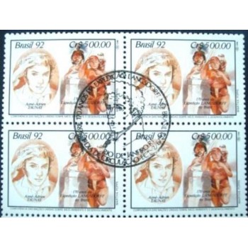 Quadra de selos postais do Brasil de 1992 Aimé Arien Taunay M1C