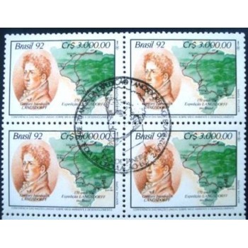 Quadra de selos postais do Brasil de 1992 Gregory Ivanovitch Langsdorff M1C