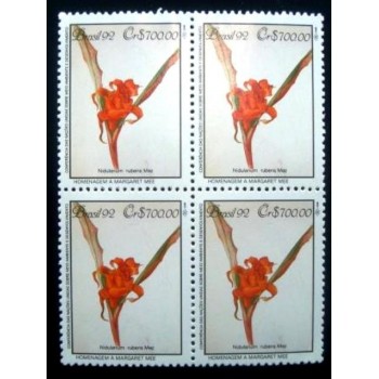 Quadra de selos postais do Brasil de 1992 Nidularium Inoccentii
