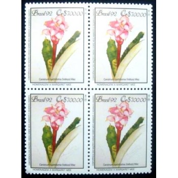 Quadra de selos postais do Brasil de 1992 Canistrum Cyathiforme M