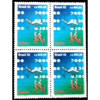 Quadra de selos postais do Brasil de 1992 Hospital Sarah M