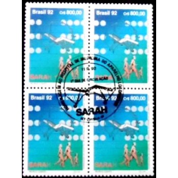Quadra de selos postais do Brasil de 1992 Hospital Sarah M1C