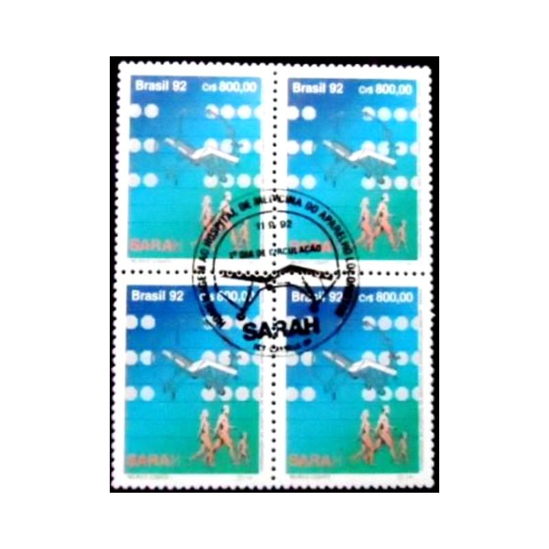 Quadra de selos postais do Brasil de 1992 Hospital Sarah M1C