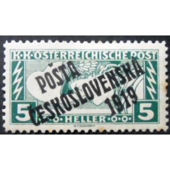 Selo postal da Tchecoslováquia de 1919 Austrian Express Mail