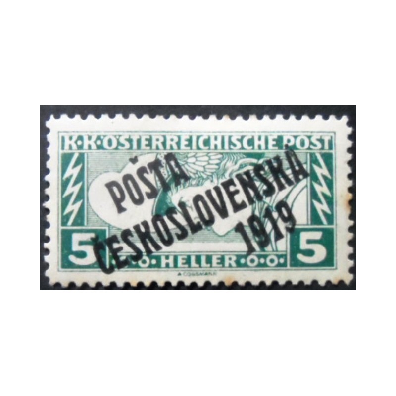 Selo postal da Tchecoslováquia de 1919 Austrian Express Mail