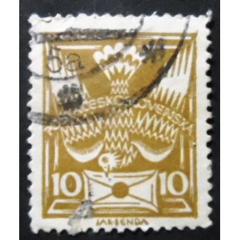 Selo postal da Tchecoslováquia de 1920 Dove 10