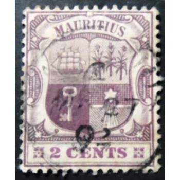 Imagem similar à do selo postal das Ilhas Mauricios de 1900 Coat of Arms 2 Sev
