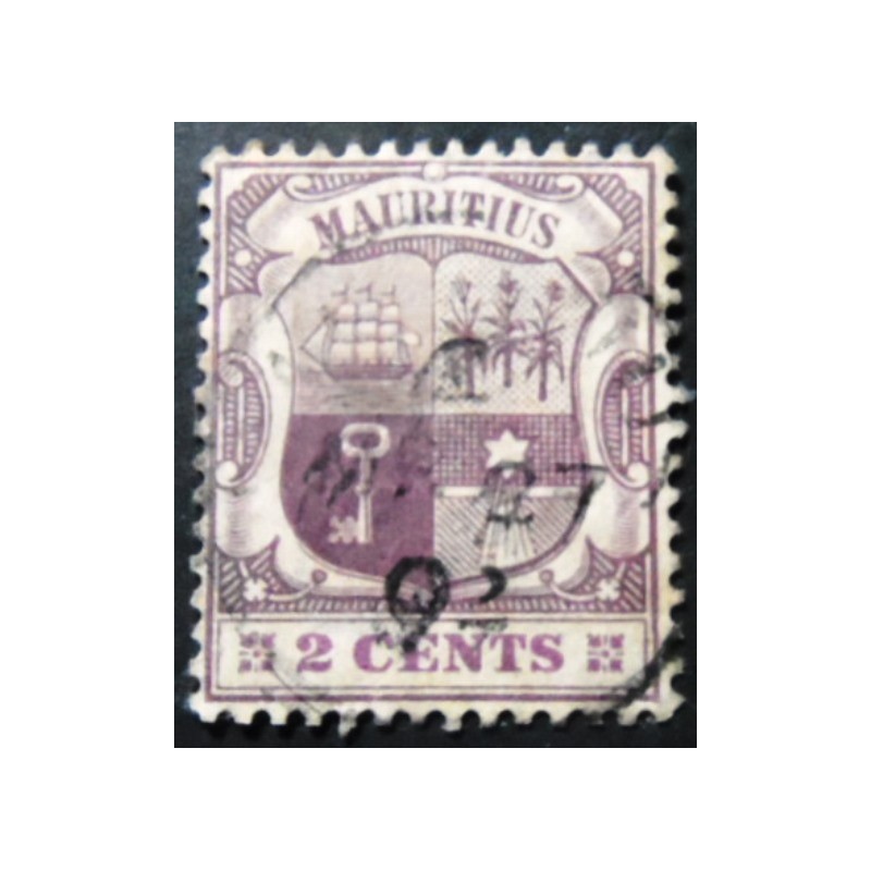 Imagem similar à do selo postal das Ilhas Mauricios de 1900 Coat of Arms 2 Sev