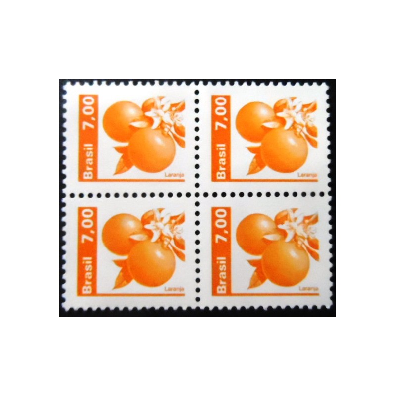 Quadra de selos postais do Brasil de 1981 Laranja