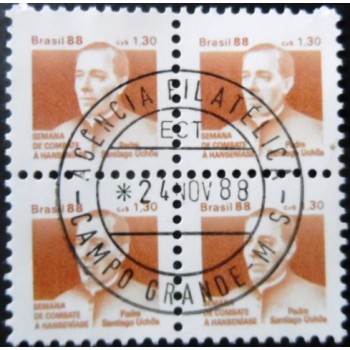 Quadra de selos postais do Brasil de 1988 Padre Santiago Uchoa H 25 MCC