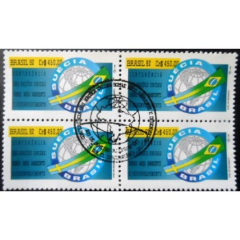 Quadra de selos postais do Brasil de 1992 - Suécia-Brasil M1C