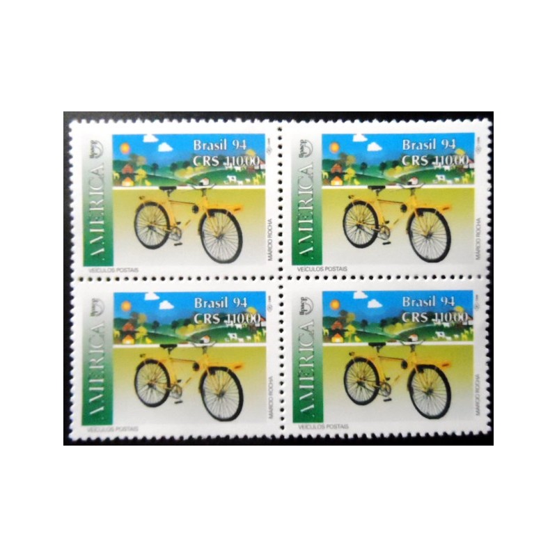 Quadra de selos postais do Brasil de 1994 Bicicleta