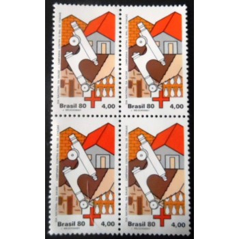 Quadra de selos do Brasil de 1980 Mal de Chagas M