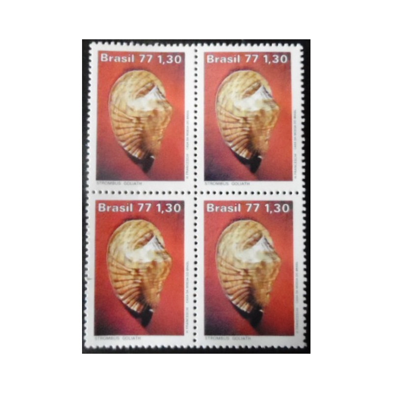 Quadra de selos do Brasil de 1977 Strombus