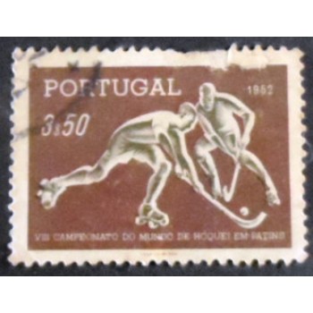 Selo postal de Portugal de 1952 Roller Hockey U