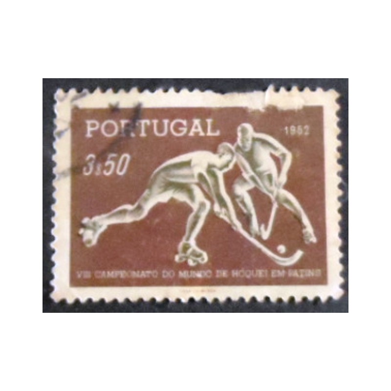 Selo postal de Portugal de 1952 Roller Hockey U