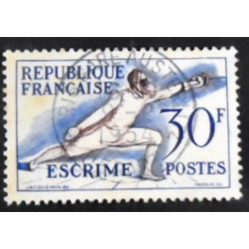 Selo postal da França de 1953 Fencing U