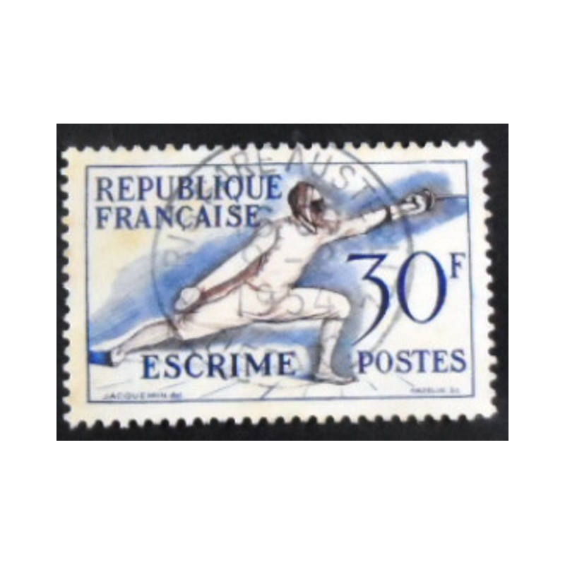 Selo postal da França de 1953 Fencing U