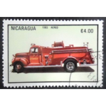 Selo postal da Nicarágua de 1989 Fire Engine