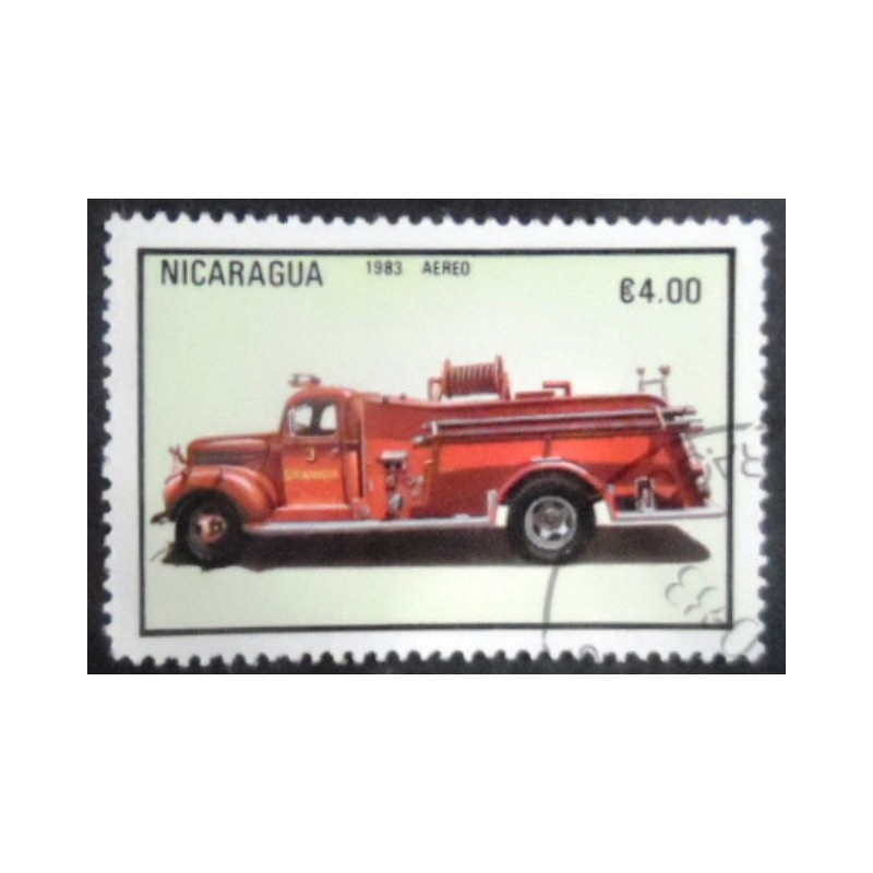 Selo postal da Nicarágua de 1989 Fire Engine