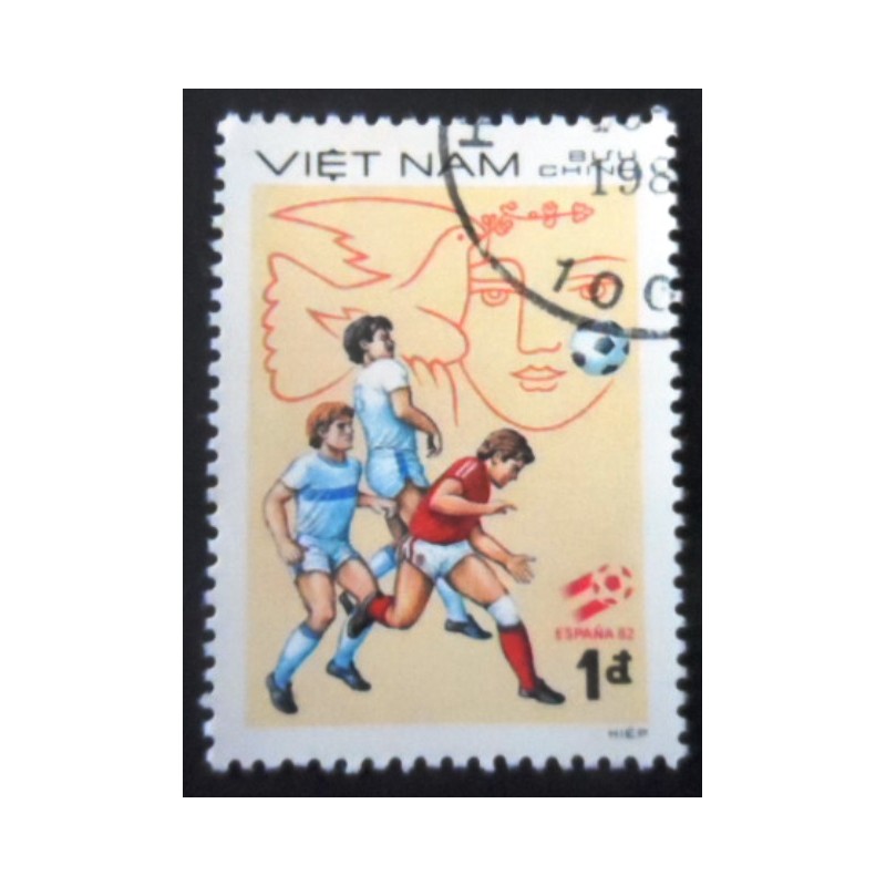 Selo postal do Vietnam de 1982 Three players