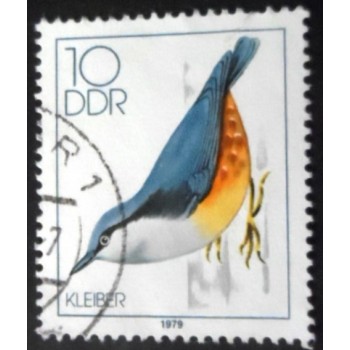 Selo postal da Alemanha Oriental de 1979 Eurasian Nuthatch