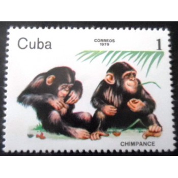 Selo postal de Cuba de 1979 Chimpanzee