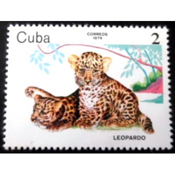 Selo postal de Cuba de 1979 Leopard