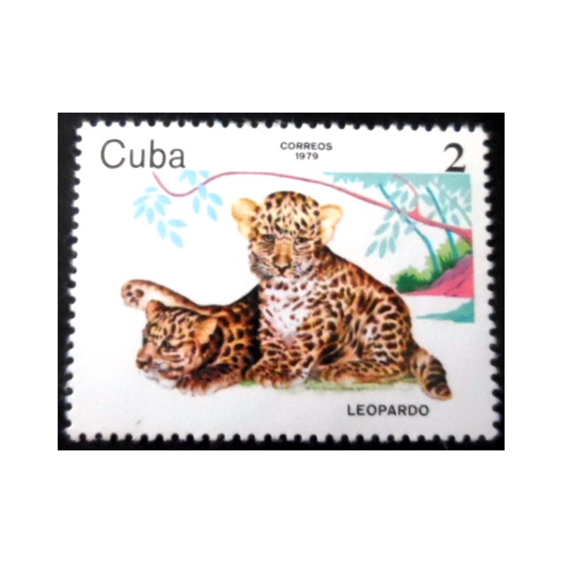 Selo postal de Cuba de 1979 Leopard