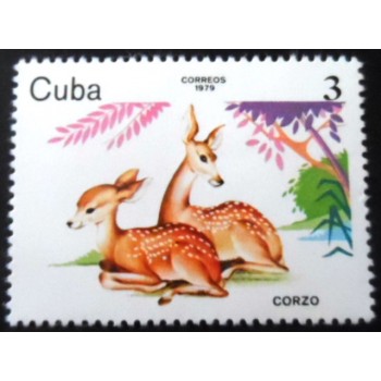 Selo postal de Cuba de 1979 Western Roe Deer