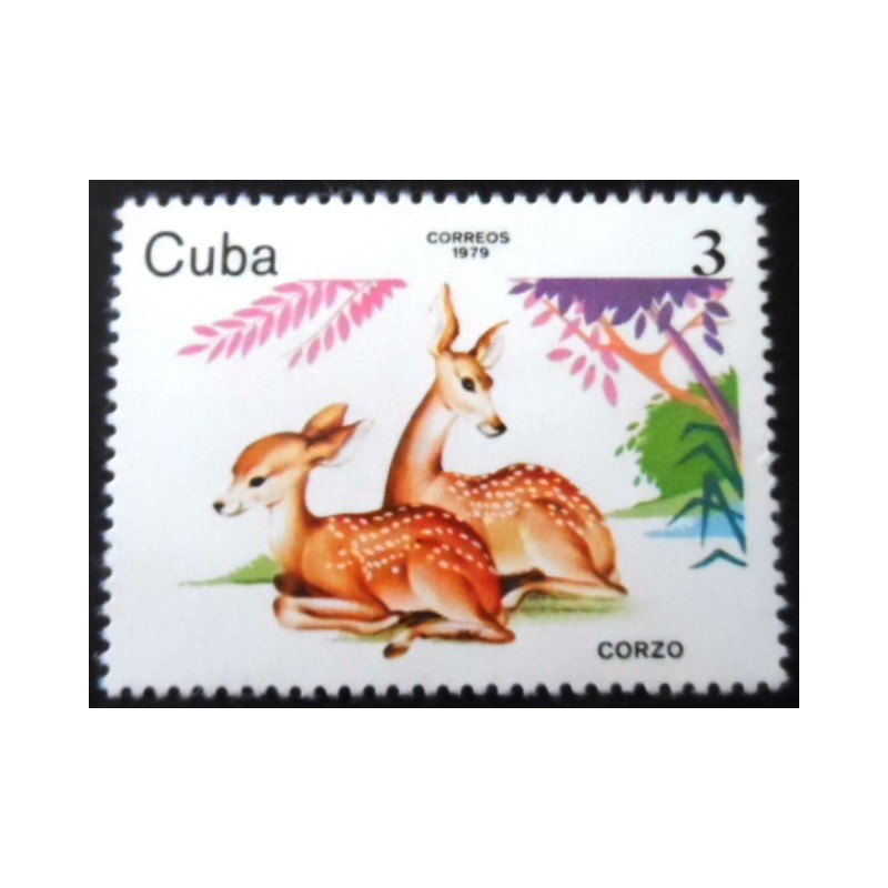 Selo postal de Cuba de 1979 Western Roe Deer